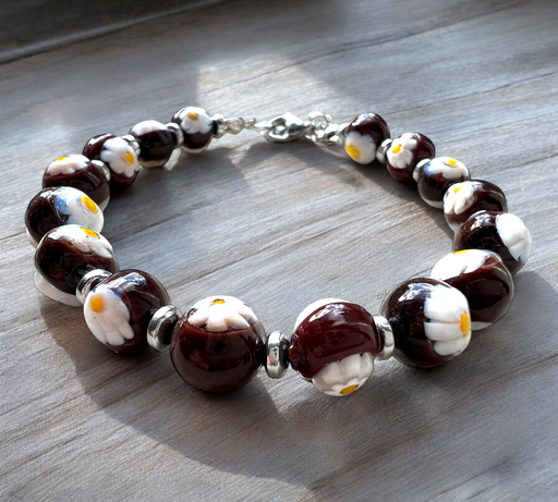 Murano glas armband San Remo marrone - handgemaakt bruin Venetiaans glas van Corte Murrina