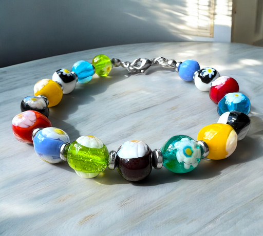 Murano glas armband San Remo multicolore - handgemaakt kleurrijk Venetiaans glas van Corte Murrina