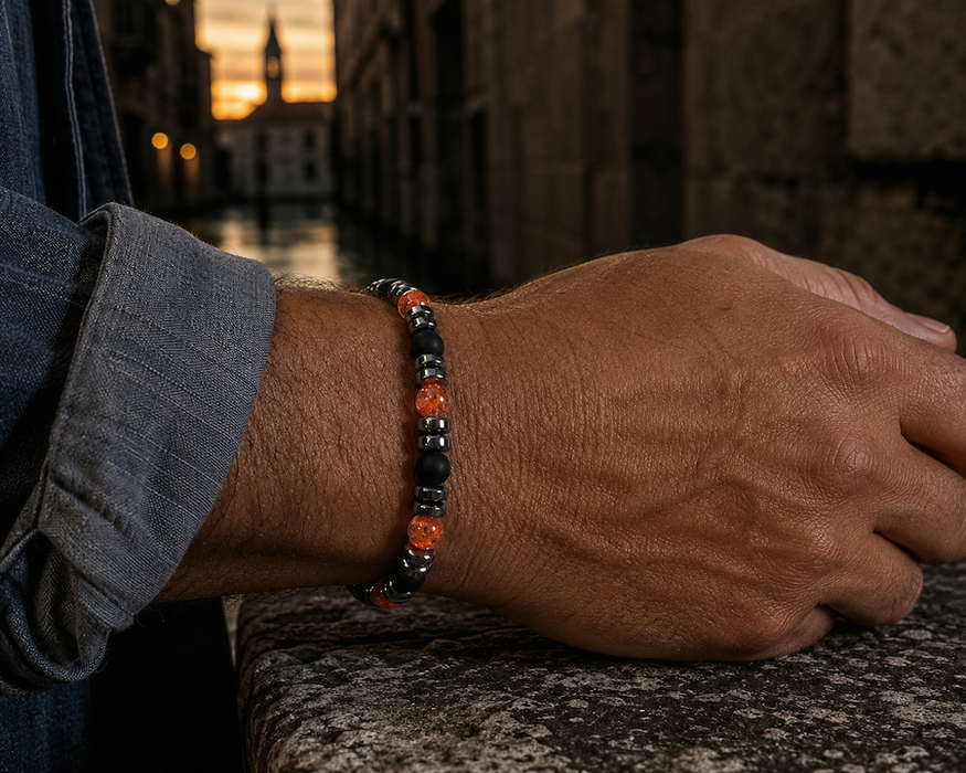 NIEUW! Carrara Vulcano — Murano glas heren armband | Bella Murano