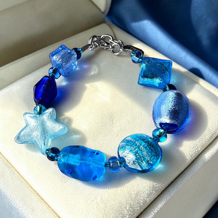 Murano glas armband 'Cinque Terre' Aqua