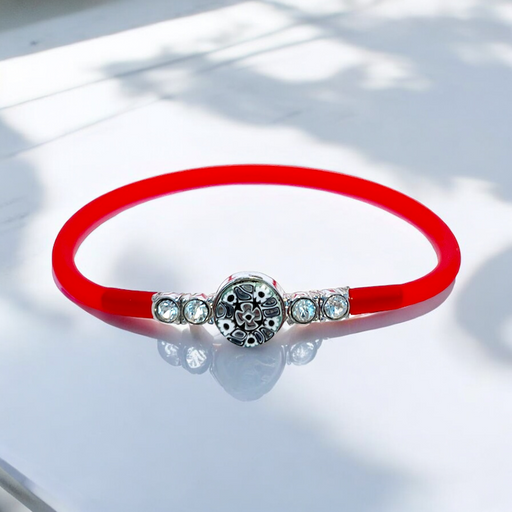 Murano glas en strass armband Matera rosso - handgemaakt rood Venetiaans glas met strass
