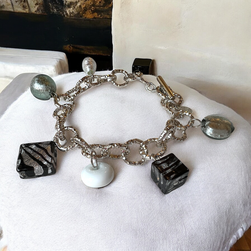 Murano glas armband Milano nero - handgemaakt zwart Venetiaans glas