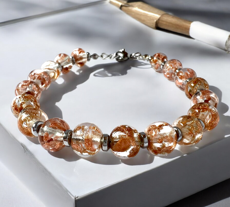 Murano glas armband Palermo oro trasparente - handgemaakt transparant goud Venetiaans glas