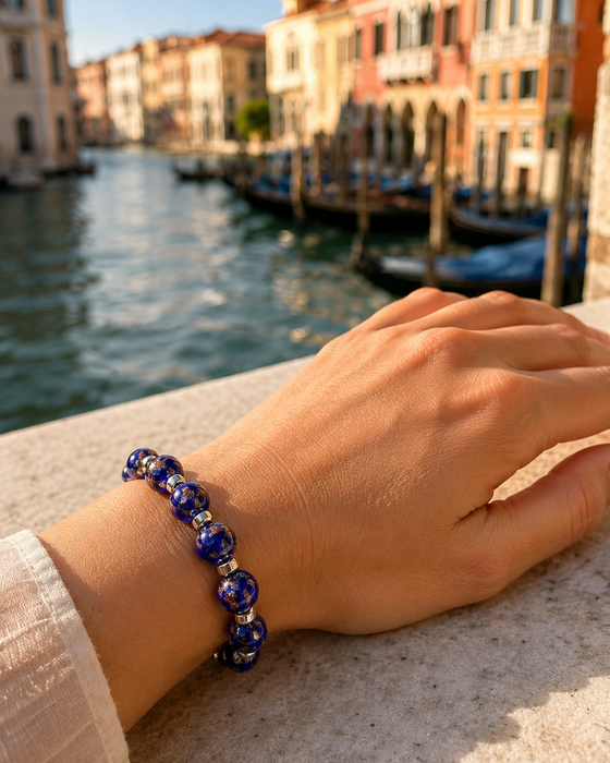 Murano glas armband 'Palermo' Aqua Scuro