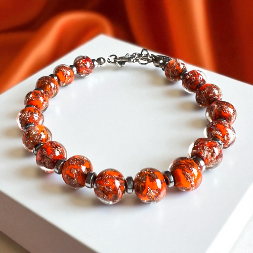 Murano glas armband Palermo arancia - handgemaakt oranje Venetiaans glas