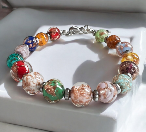 Murano glas armband Palermo multicolor met handgemaakte Venetiaanse glaskralen