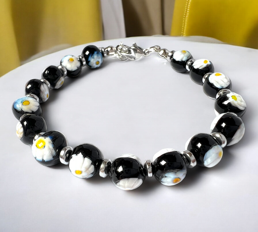 Murano glas armband San Remo nero - handgemaakt zwart Venetiaans glas van Corte Murrina