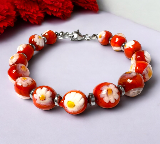 Murano glas armband San Remo rosso - handgemaakt rood Venetiaans glas van Corte Murrina