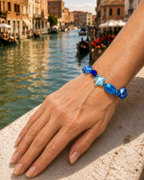 Murano glas armband 'Cinque Terre' Aqua