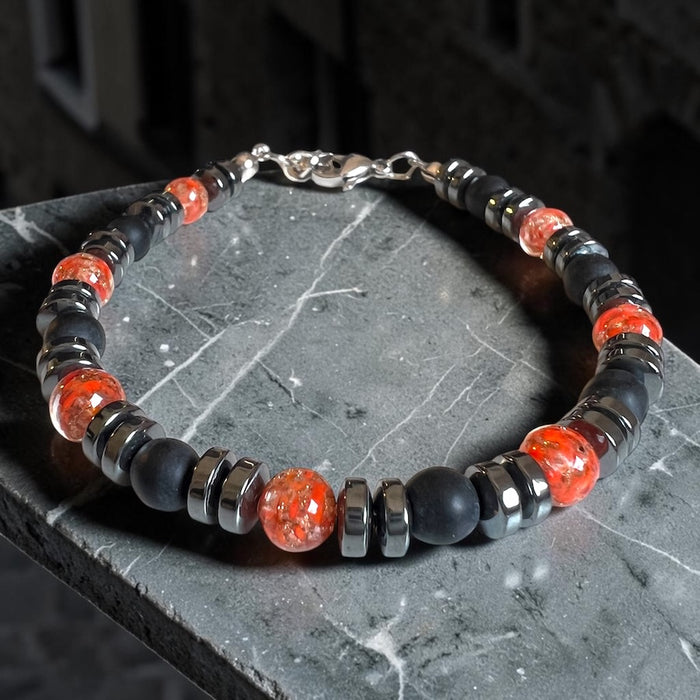 NIEUW! Carrara Vulcano — Murano glas heren armband | Bella Murano