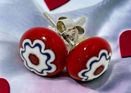 Murano glas oorbellen Forli in rood - handgemaakt Venetiaans glas