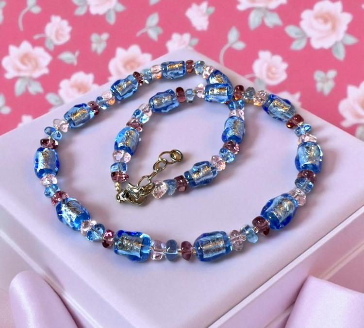 Murano glas halsketting set Bellagio multicolor handgemaakt Venetiaans glas