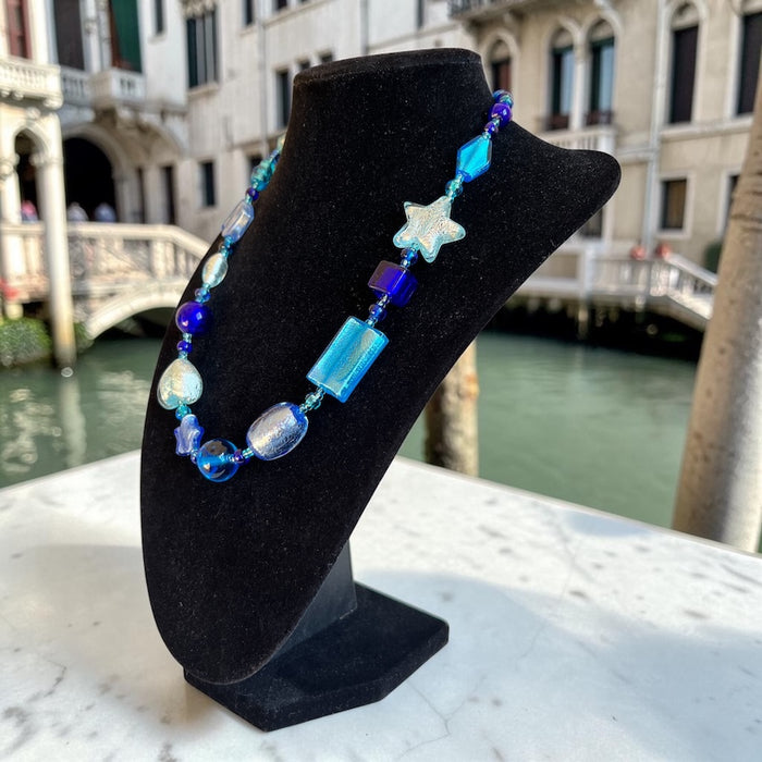 Murano glas halsketting 'Cinque Terre' Aqua