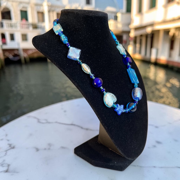 Murano glas halsketting 'Cinque Terre' Aqua