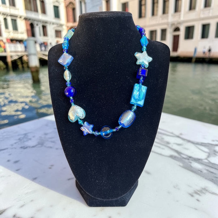 Murano glas halsketting 'Cinque Terre' Aqua