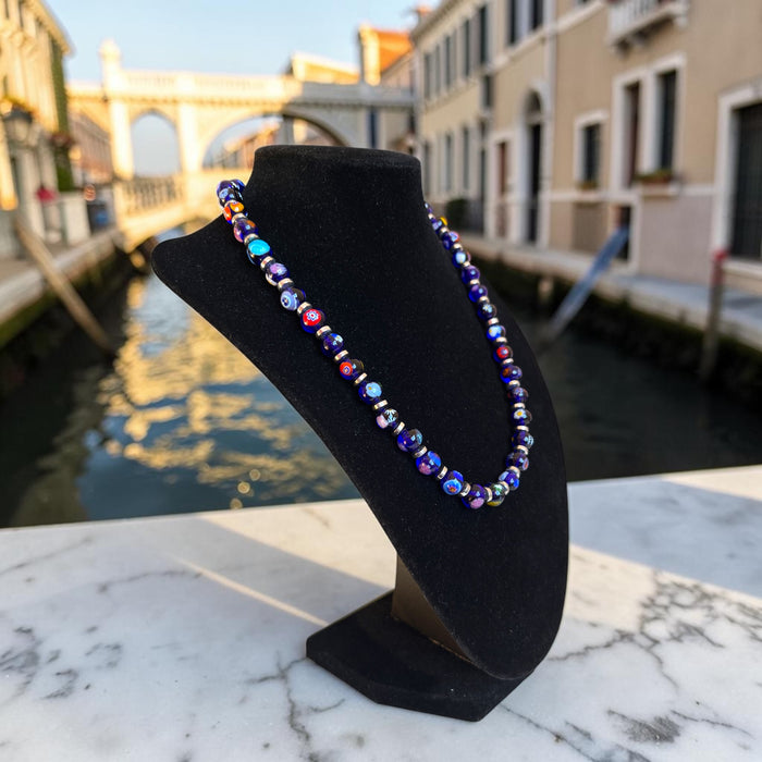 Murano glas halsketting 'Novara' Aqua scuro