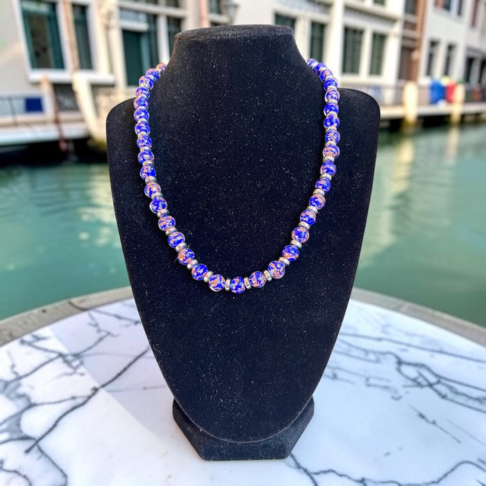 Murano halsketting 'Palermo' Argento Aqua Scuro