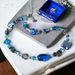 Murano glas halsketting Roma aqua blauw handgemaakt Venetiaans glas
