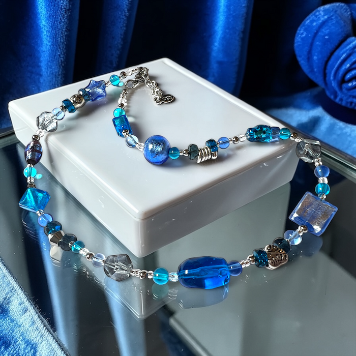Murano glas halsketting 'Roma' Aqua