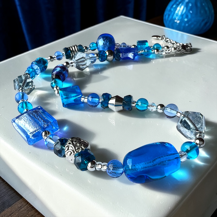 Murano glas halsketting 'Roma' Aqua