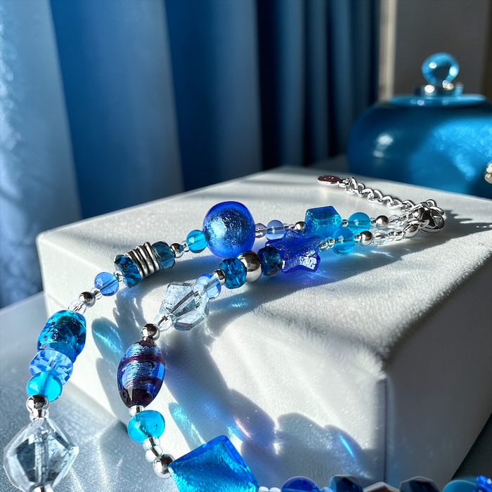 Murano glas halsketting 'Roma' Aqua