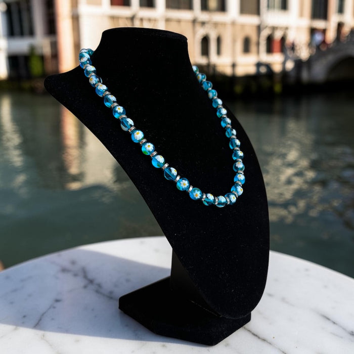 Murano glas halsketting 'San Remo' Aqua Trasparente