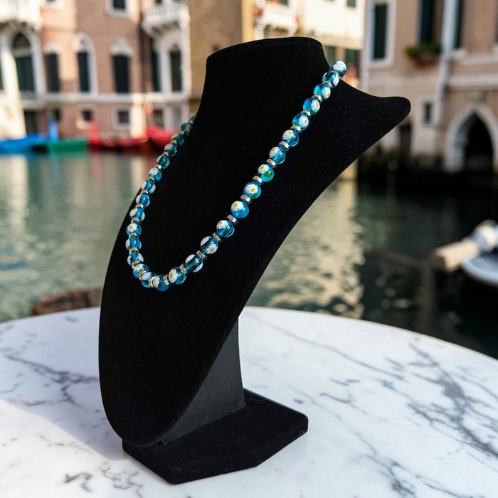 Murano glas halsketting 'San Remo' Aqua Trasparente