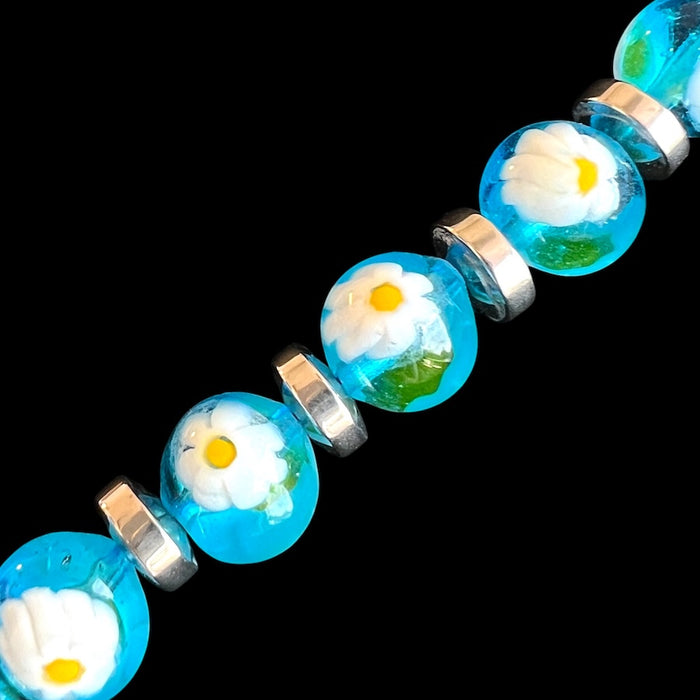 Murano glas halsketting 'San Remo' Aqua Trasparente