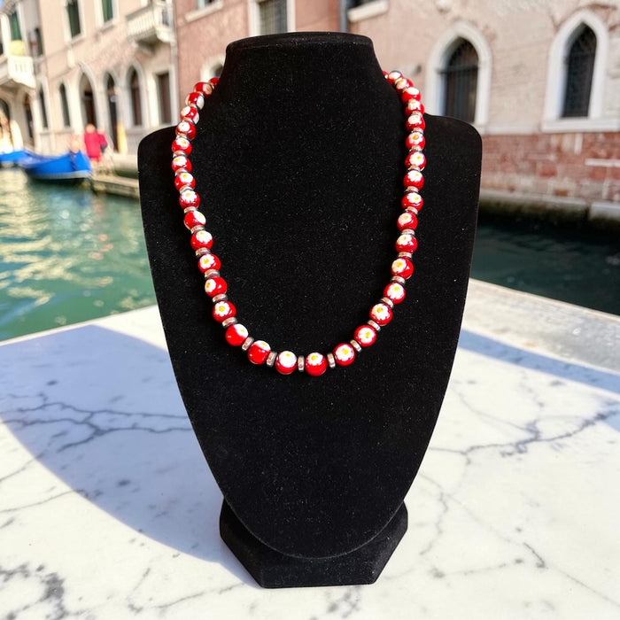 Murano glas halsketting 'San Remo' Rosso Scuro