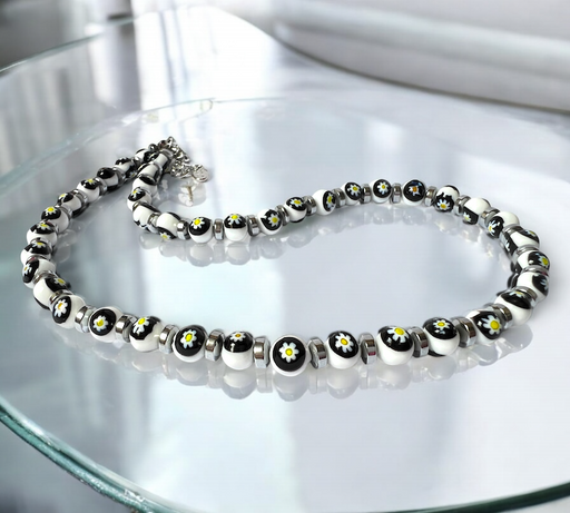 Murano glas halsketting San Remo bianco wit handgemaakt Venetiaans glas