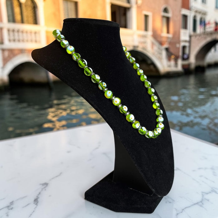 Murano glas halsketting 'San Remo' Limone Trasparente
