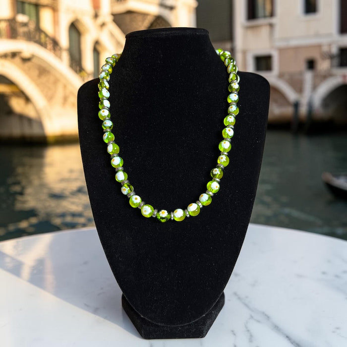 Murano glas halsketting 'San Remo' Limone Trasparente