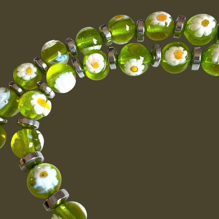 Murano glas halsketting 'San Remo' Limone Trasparente