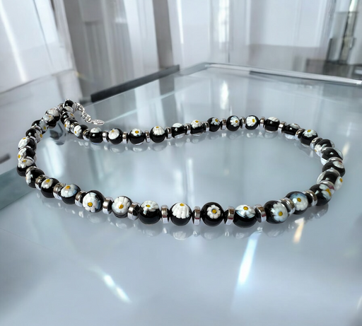 Murano glas halsketting San Remo nero zwart handgemaakt Venetiaans glas