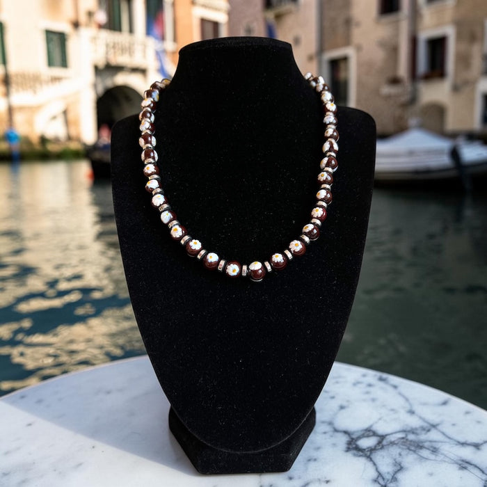 Murano glas halsketting 'San Remo' Marrone