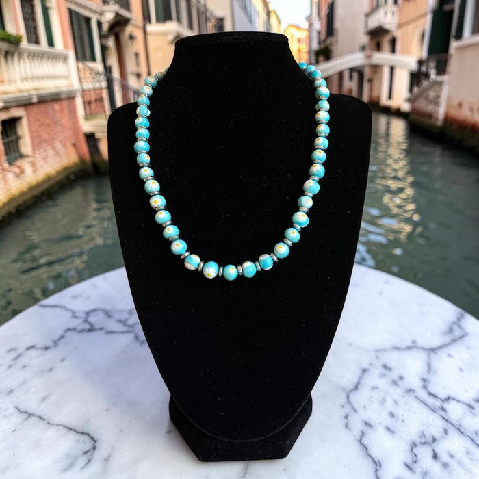 Murano glas halsketting 'San Remo' Turchese