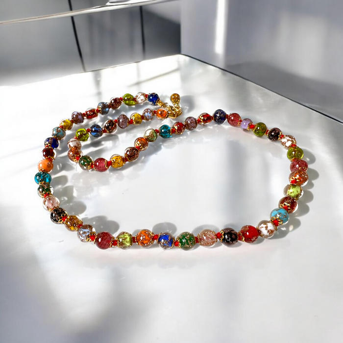 Murano glas halsketting Palermo multicolore - handgemaakt kleurrijk Venetiaans glas