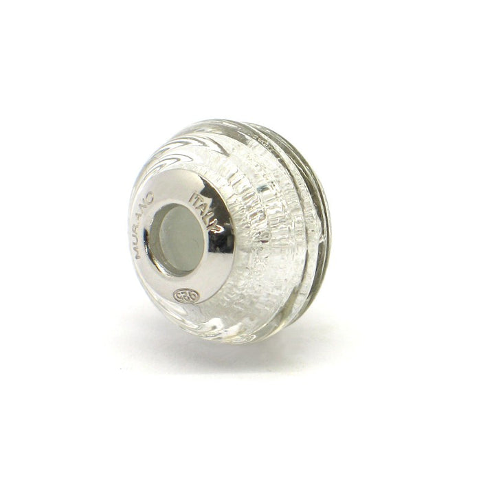 Murano glas bead - bianco a coste