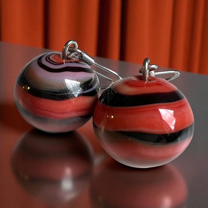 Murano glazen oorbellen Salina in terracotta kleur, handgemaakt Venetiaans glas met warme tint