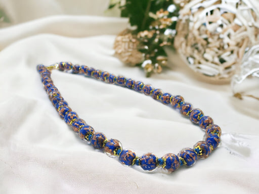 Murano glas halsketting Palermo blu scuro - handgemaakt donkerblauw Venetiaans glas