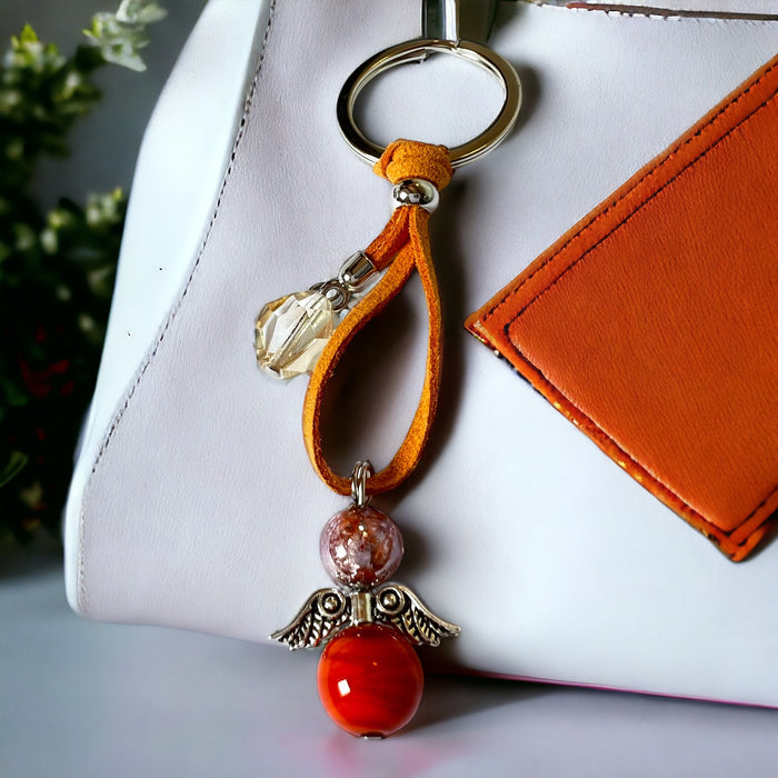 Murano glas sleutelhanger 'Angelo Fortuna' Ambrato scuro