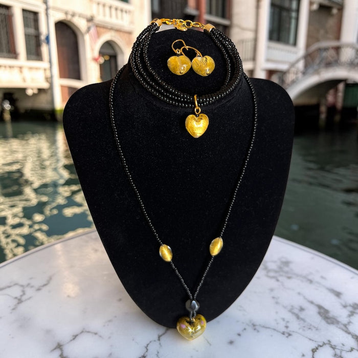 Sieradenset ‘Napoli’ – handgemaakt Murano glas met 24k goud
