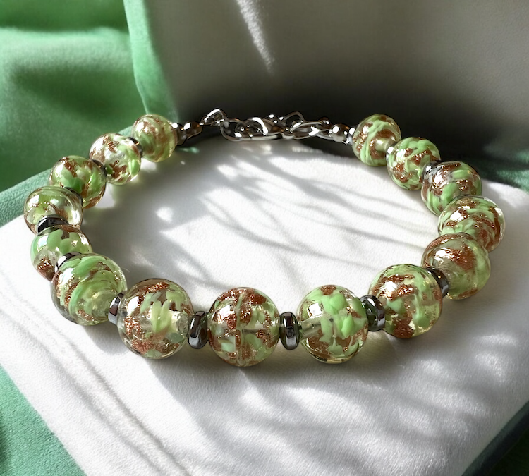 Murano glas armband Palermo verde chiaro - handgemaakt lichtgroen Venetiaans glas