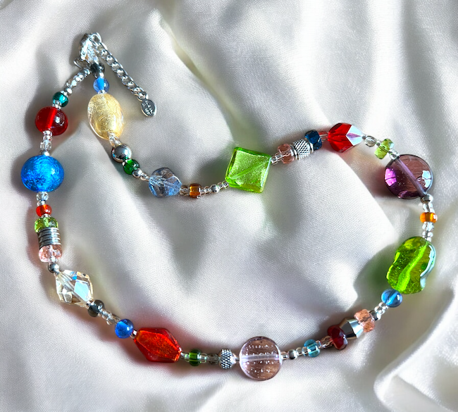 Murano glas halsketting Roma multicolore multikleuren handgemaakt Venetiaans glas