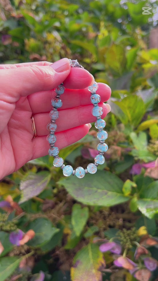 Murano glas armband Palermo turchese - handgemaakt turkoois Venetiaans glas