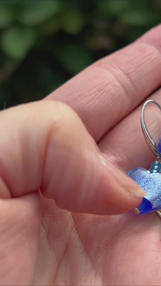 Murano glazen oorbellen Fiorenze in aqua, handgemaakt Venetiaans glas met heldere blauwe tint