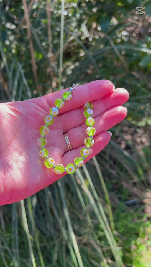 Murano glas armband San Remo lime trasparente - handgemaakt transparant limoengroen Venetiaans glas van Corte Murrina