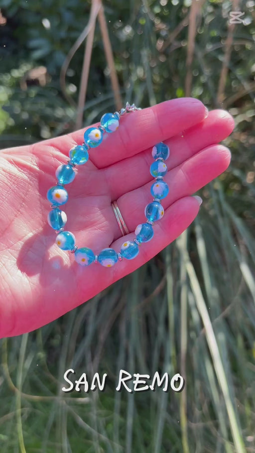 Murano glas armband San Remo aqua trasparente - handgemaakt transparant aqua Venetiaans glas van Corte Murrina