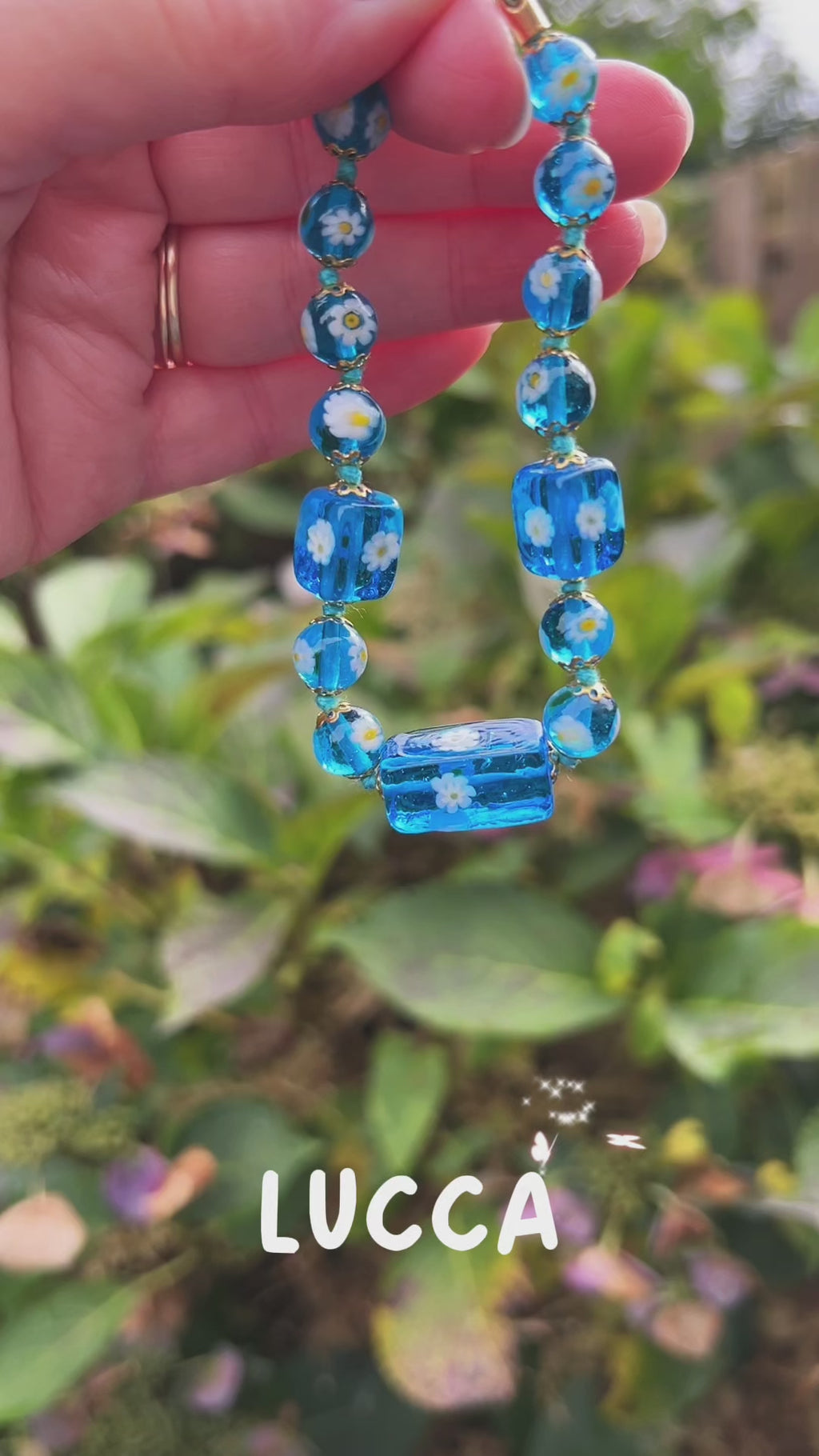 Murano glas armband Lucca aqua - handgemaakt aqua blauw Venetiaans glas