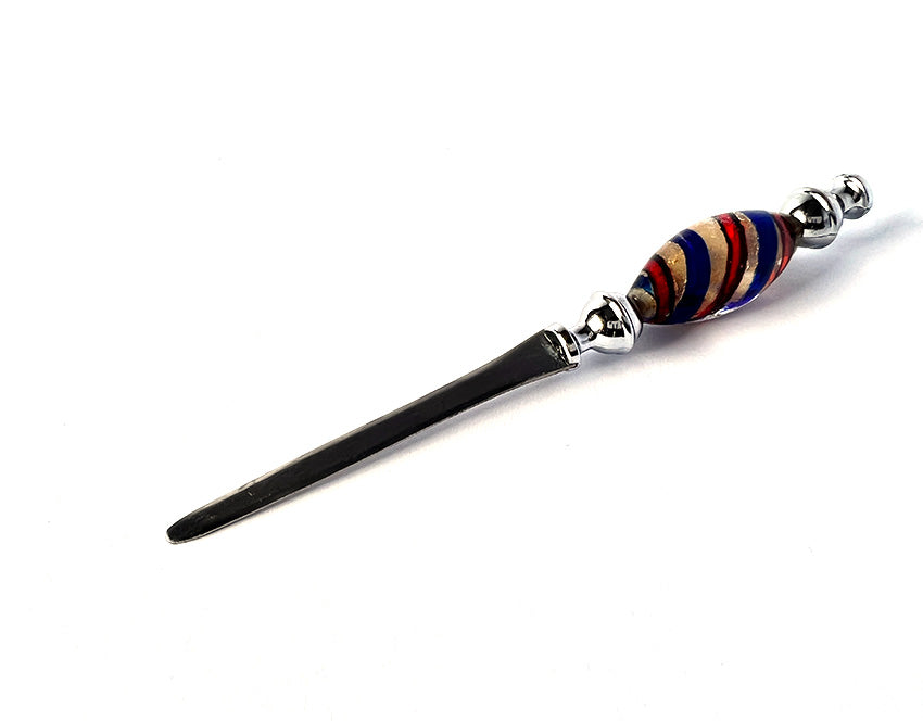 Murano glas briefopener Blue Red swirls